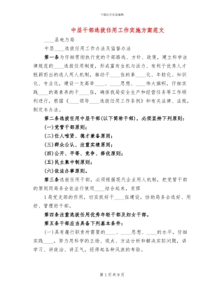 中层干部选拔任用工作实施方案范文