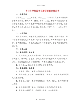 中心小学校园文化建设实施方案范文