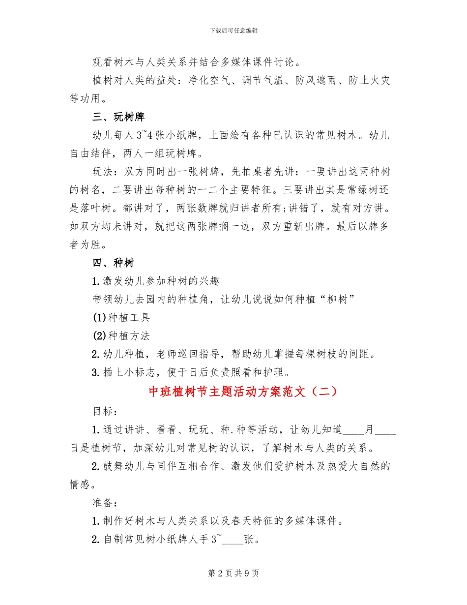 中班植树节主题活动方案范文(6篇)_第2页