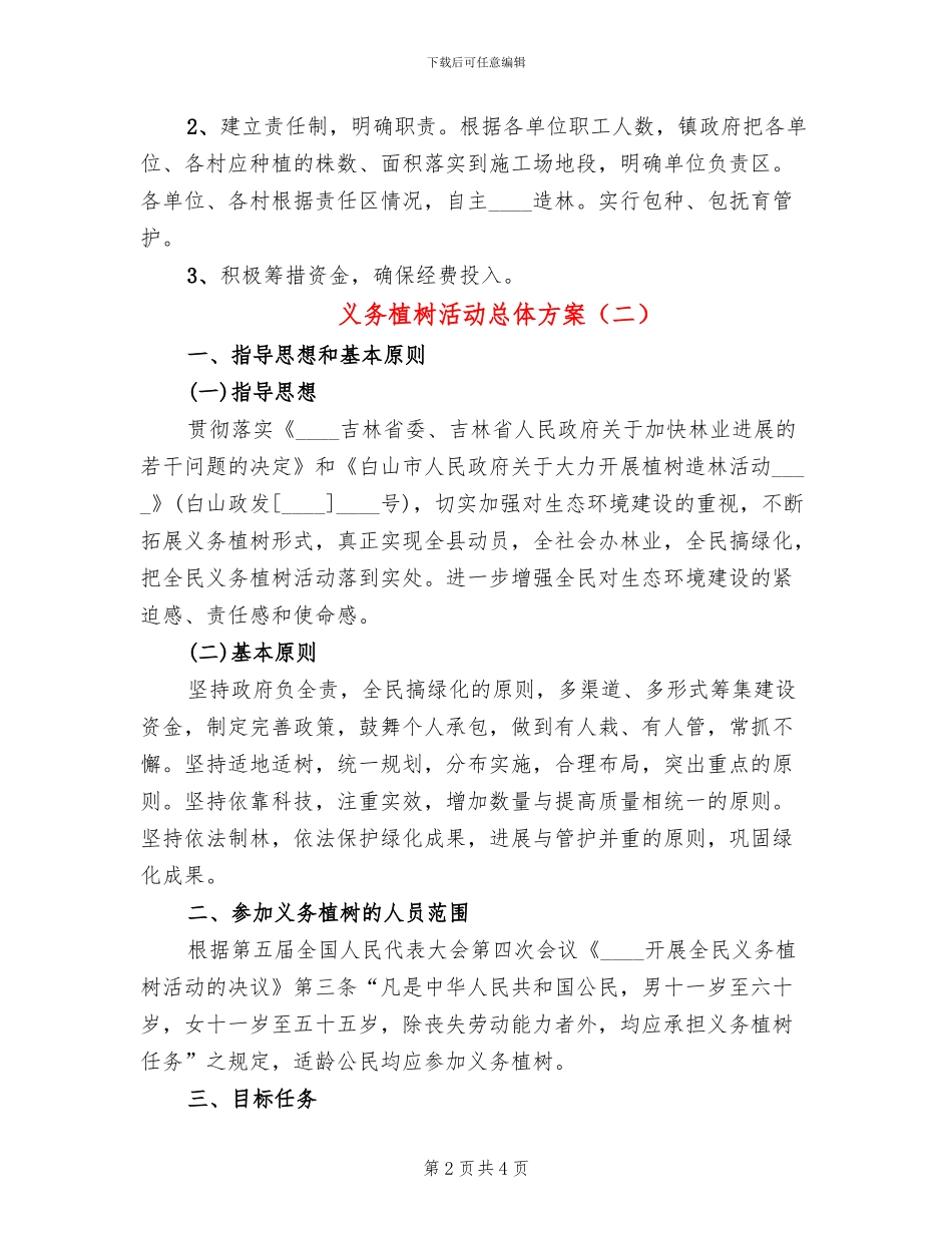 义务植树活动总体方案(2篇)_第2页