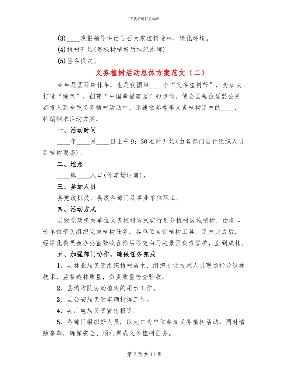 义务植树活动总体方案范文(8篇)_第2页