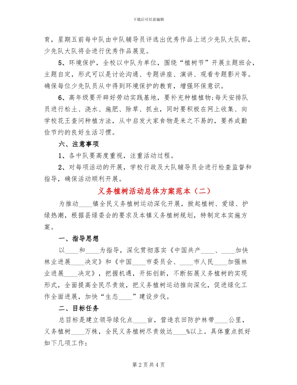 义务植树活动总体方案范本(3篇)_第2页