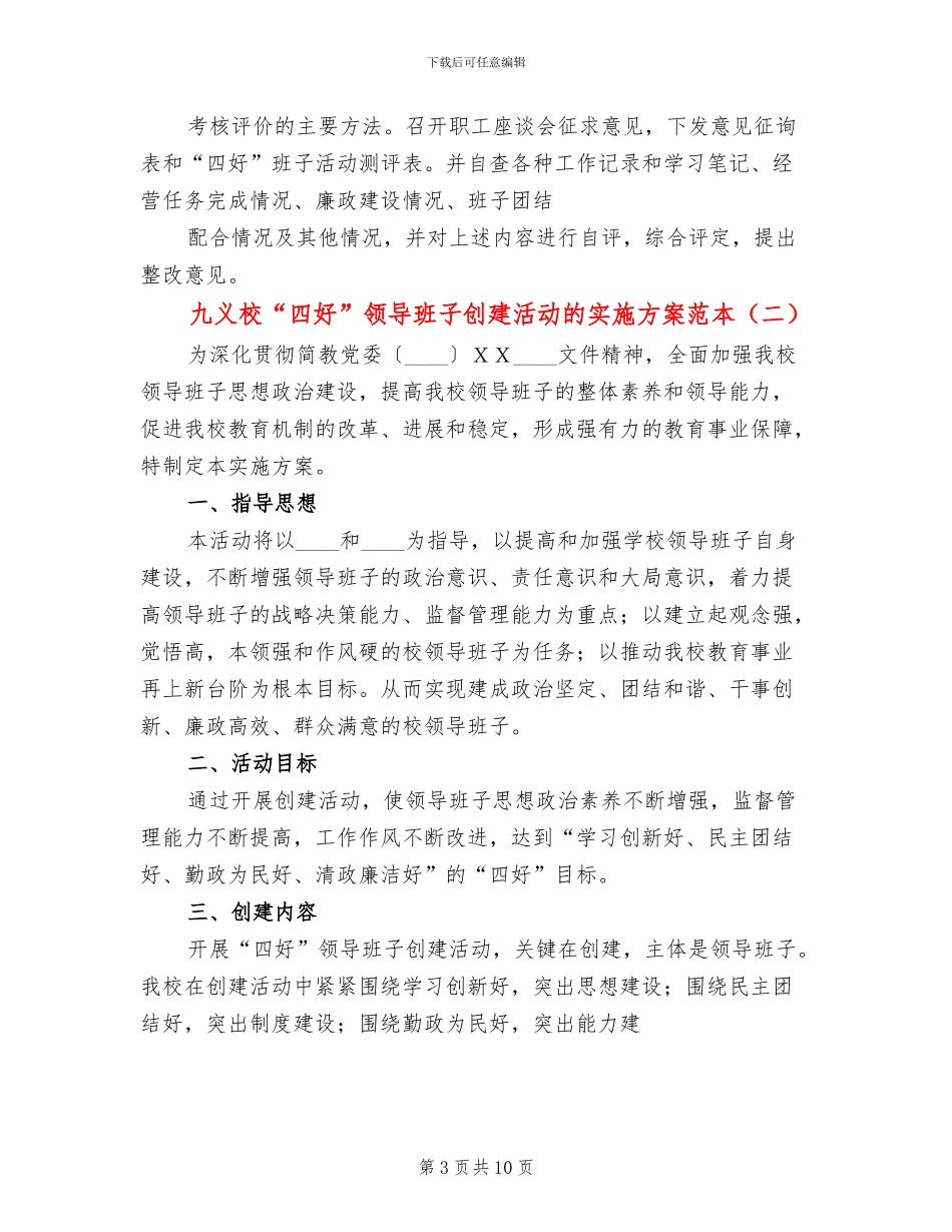 九义校“四好”领导班子创建活动的实施方案范本_第3页