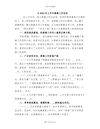 乡2024年上半年禁毒工作总结