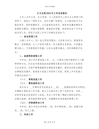 乡卫生院2024年工作总结报告