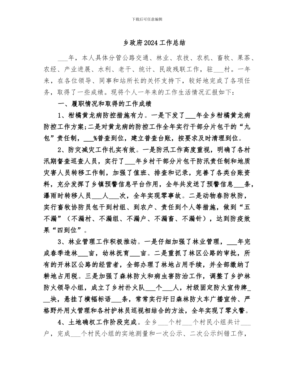 乡政府2024工作总结_第1页