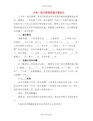 乡村一体化管理实施方案范文