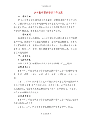 乡村初中职业培训工作方案
