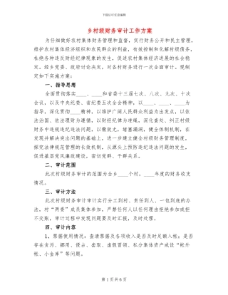 乡村级财务审计工作方案