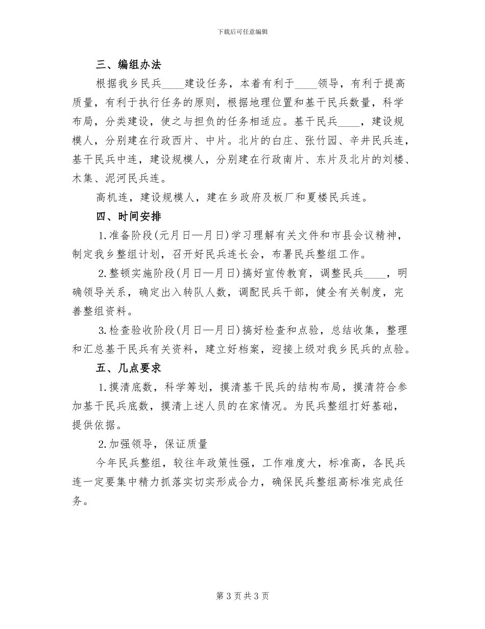 乡民兵组织整顿实施方案范文_第3页