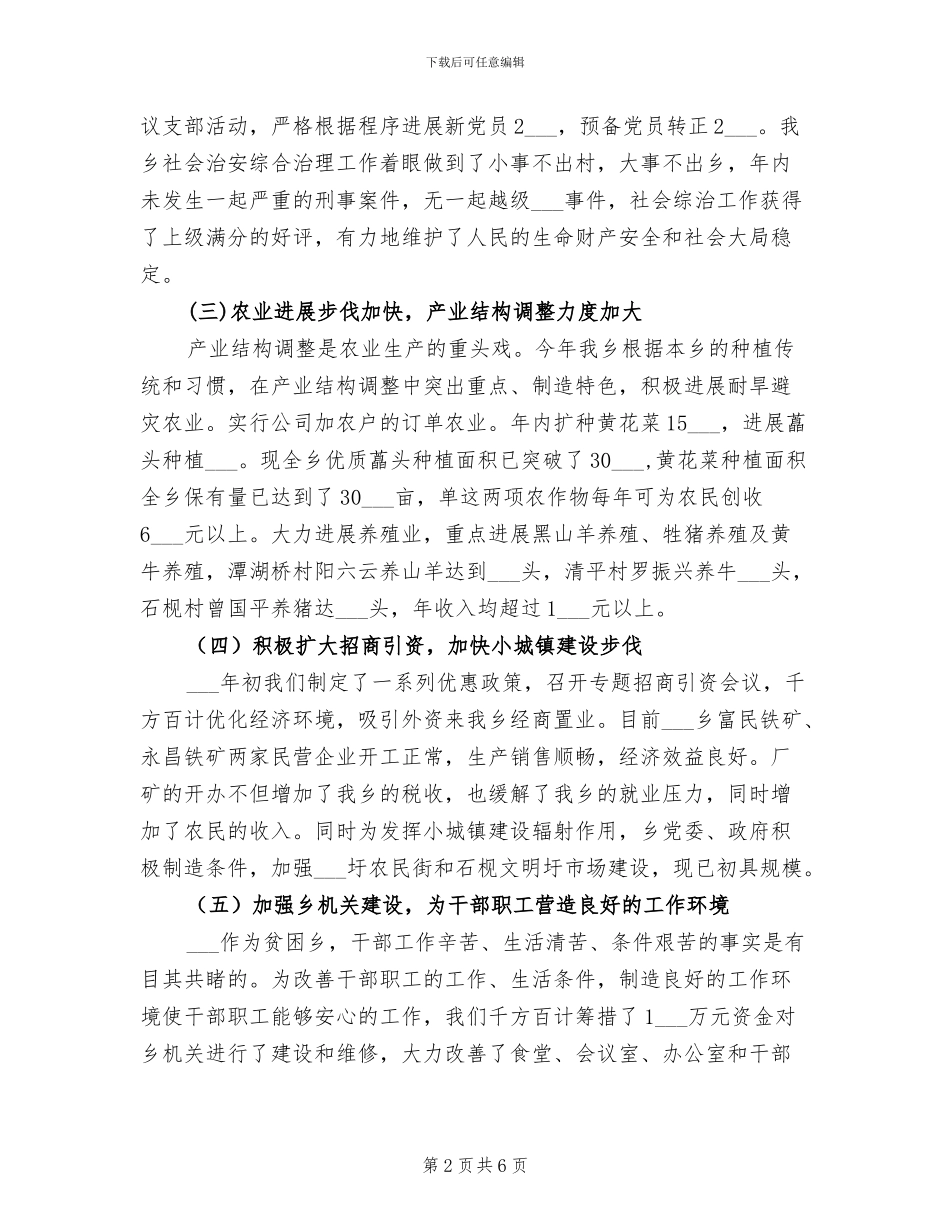 乡镇2024工作总结_第2页