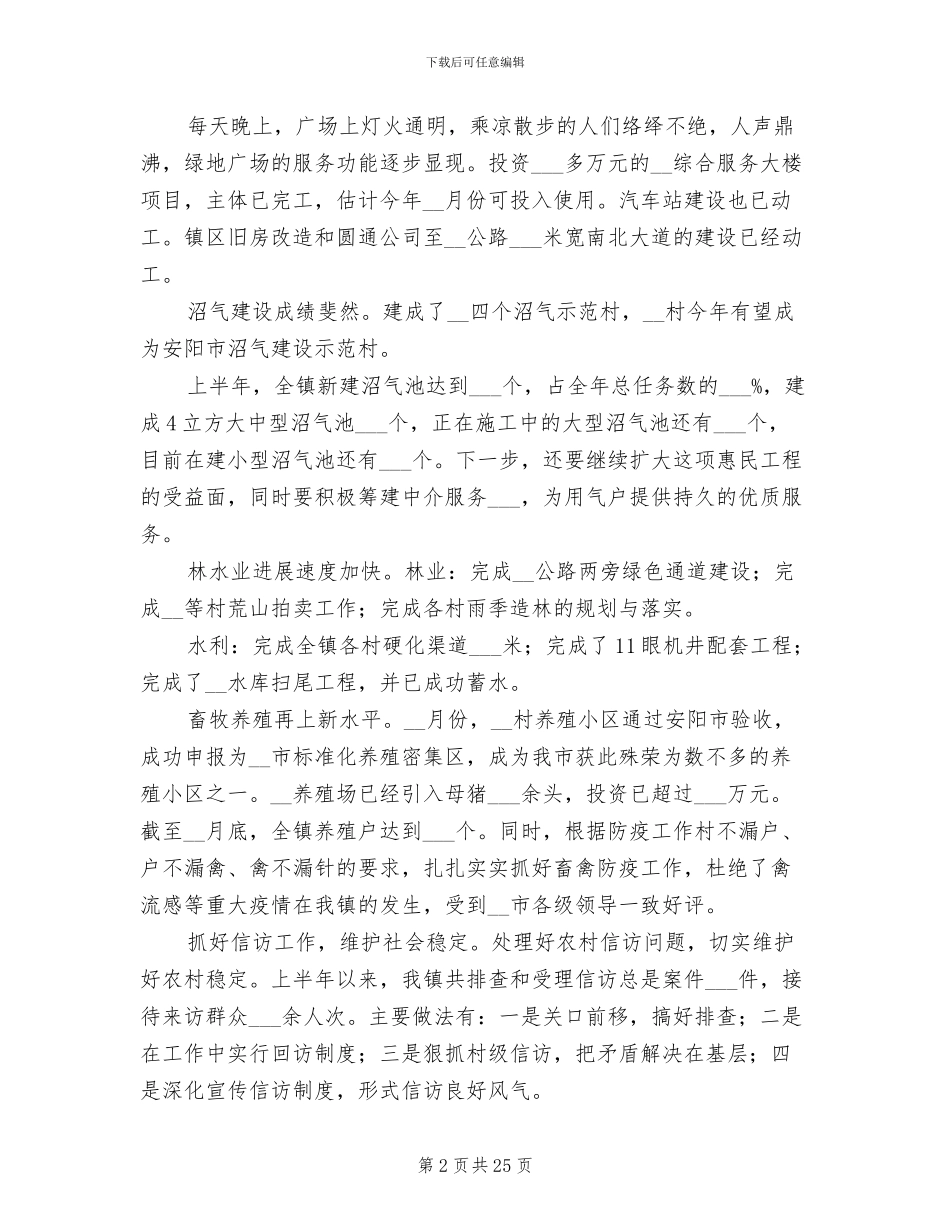 乡镇2024年上半年工作总结及下半年工作计划_第2页