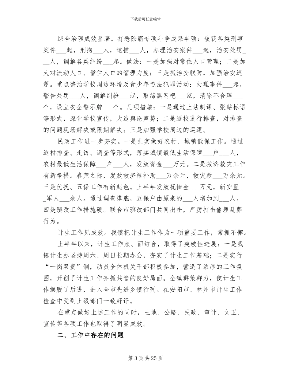乡镇2024年上半年工作总结及下半年工作计划_第3页