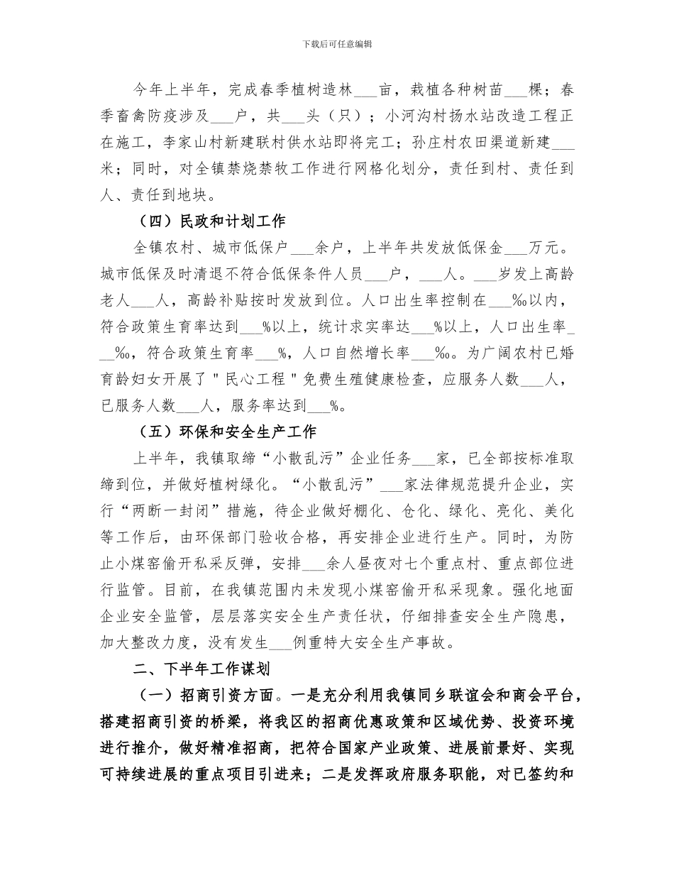 乡镇2024年上半年工作总结范本_第2页