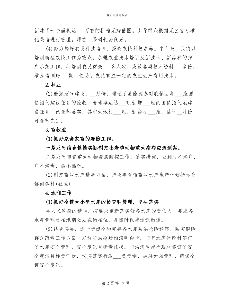 乡镇2024年上半年总结及下半年工作计划_第2页