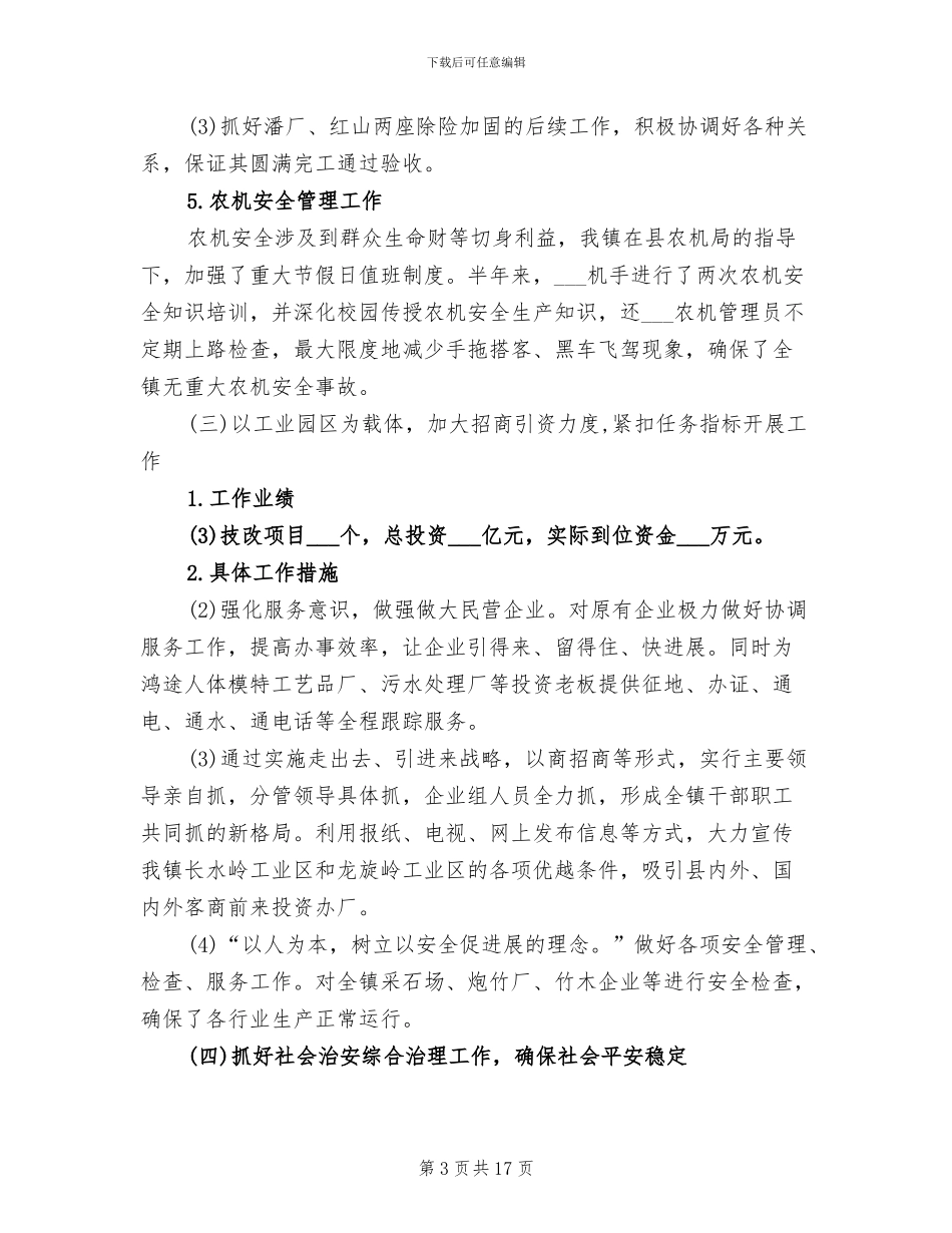 乡镇2024年上半年总结及下半年工作计划_第3页