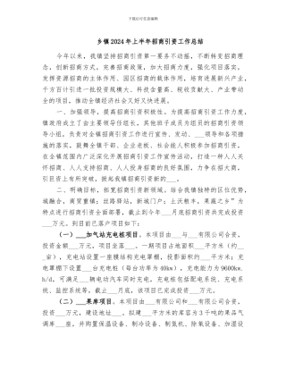 乡镇2024年上半年招商引资工作总结