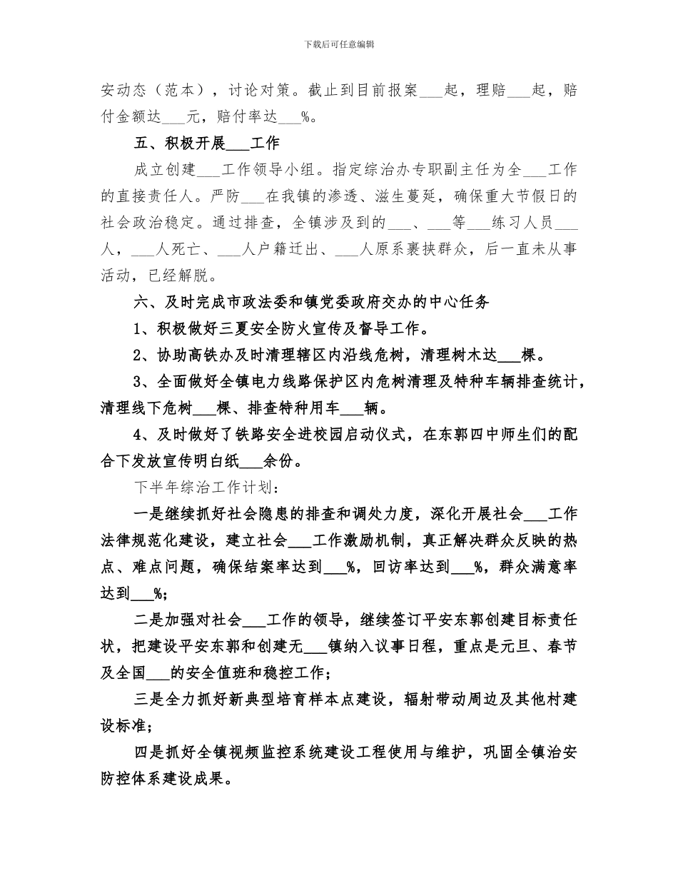 乡镇2024上半年综治工作总结_第2页