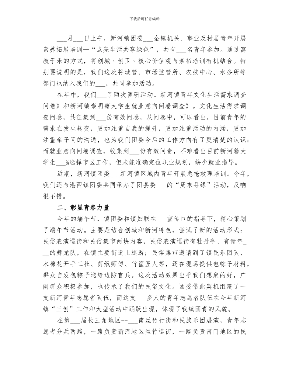 乡镇2024年团委工作总结_第3页