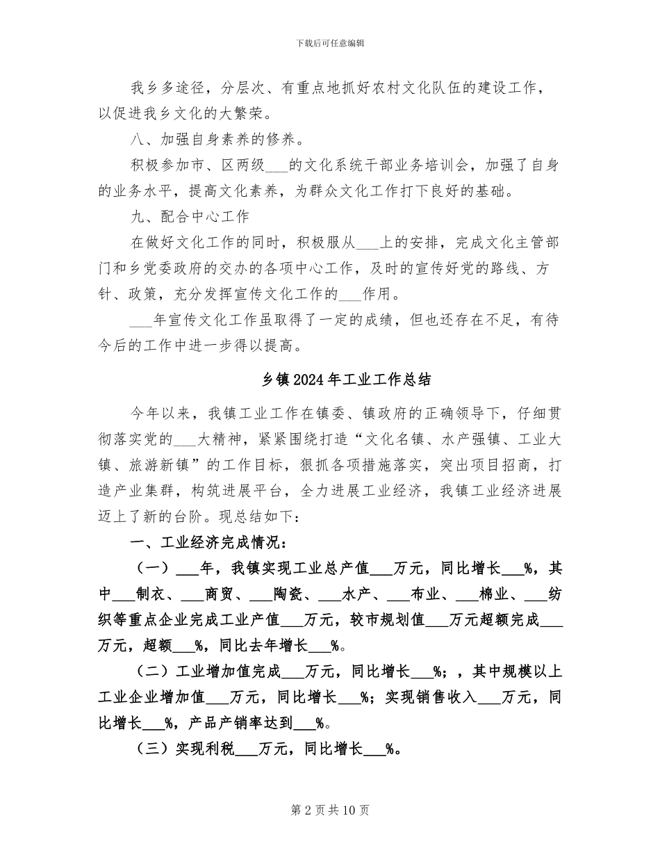 乡镇2024年宣传文化工作总结_第2页