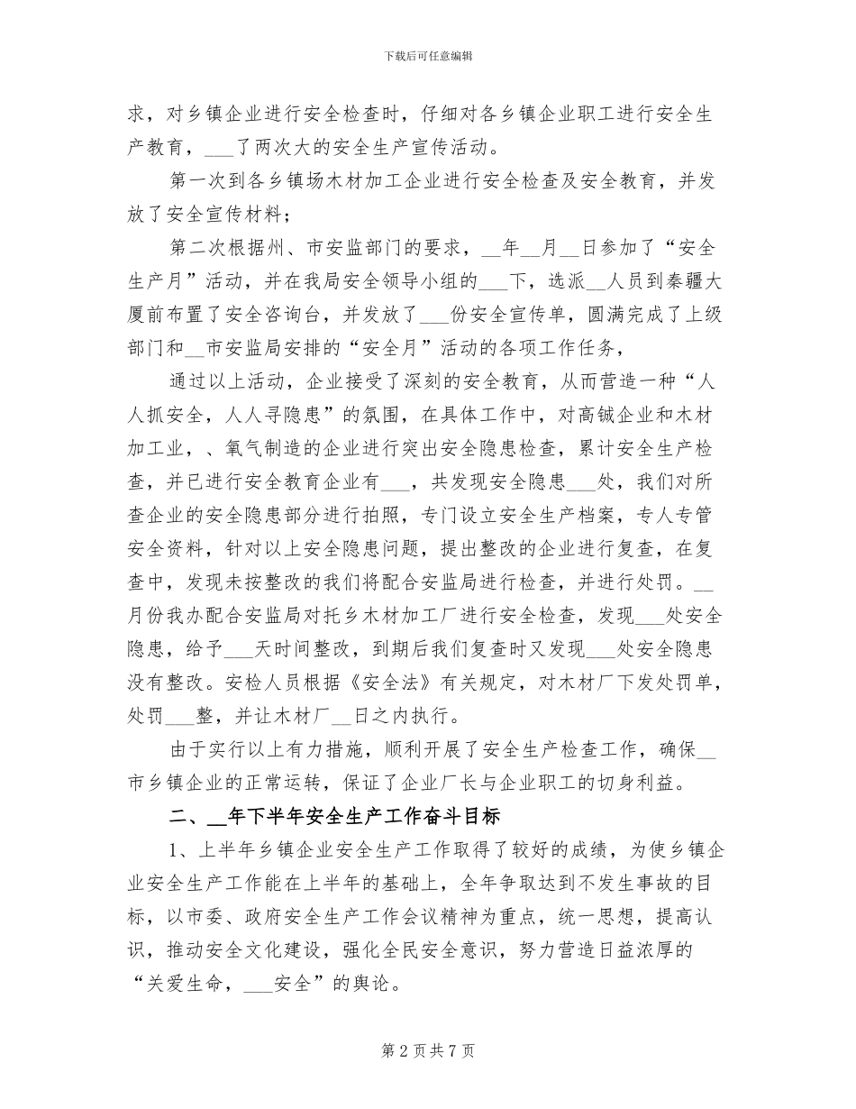乡镇企业2024年上半年安全生产工作总结_第2页