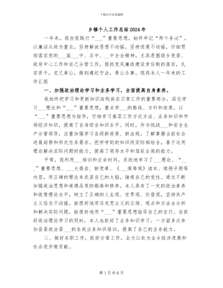 乡镇个人工作总结2024年