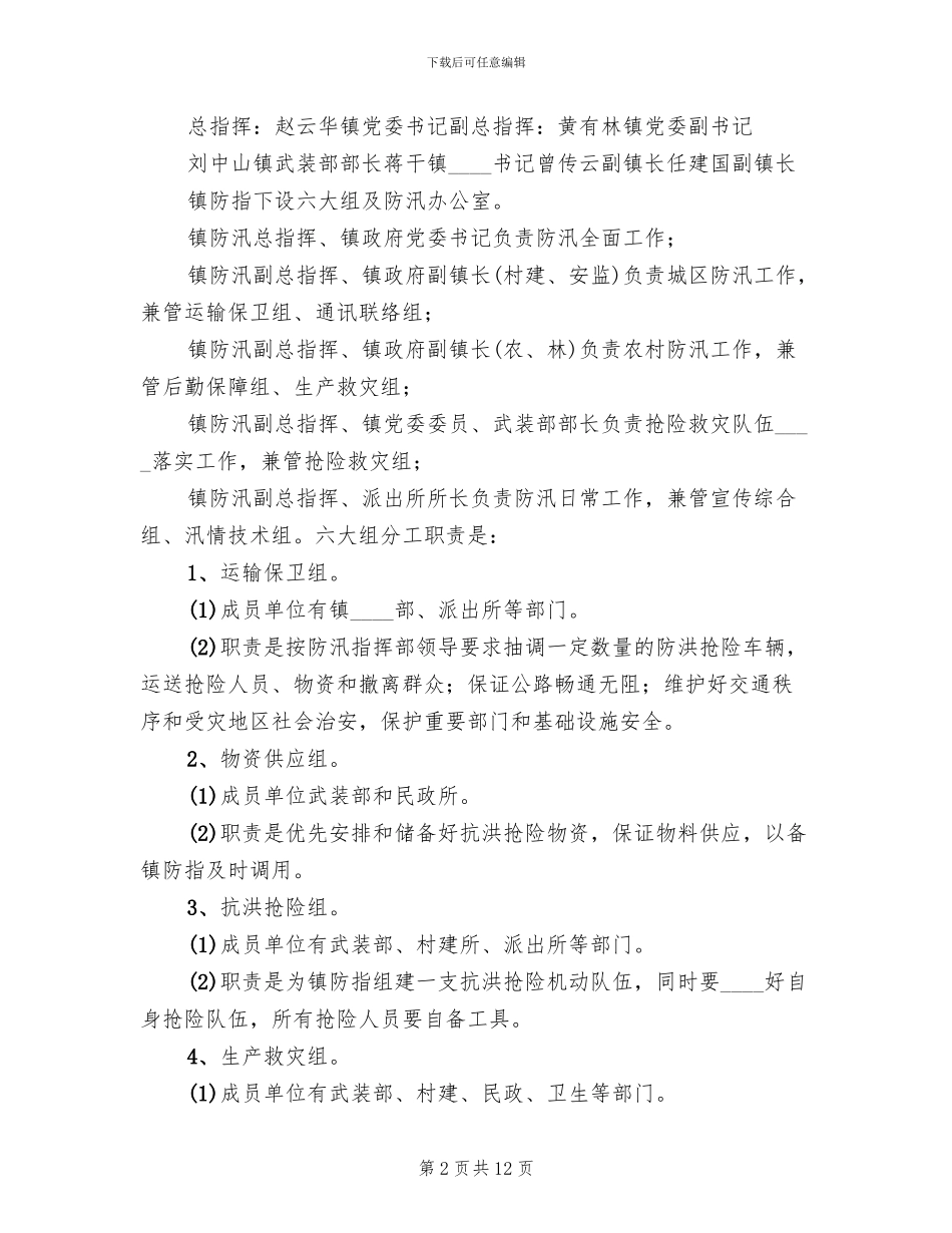 乡镇卫生院防汛应急预案范文_第2页