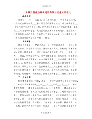 乡镇开展基层组织建设年活动实施方案范文