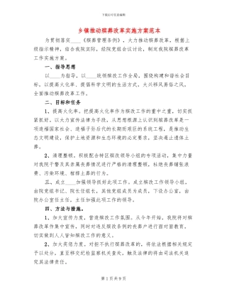 乡镇推进殡葬改革实施方案范本