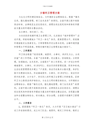 乡镇环卫管理方案
