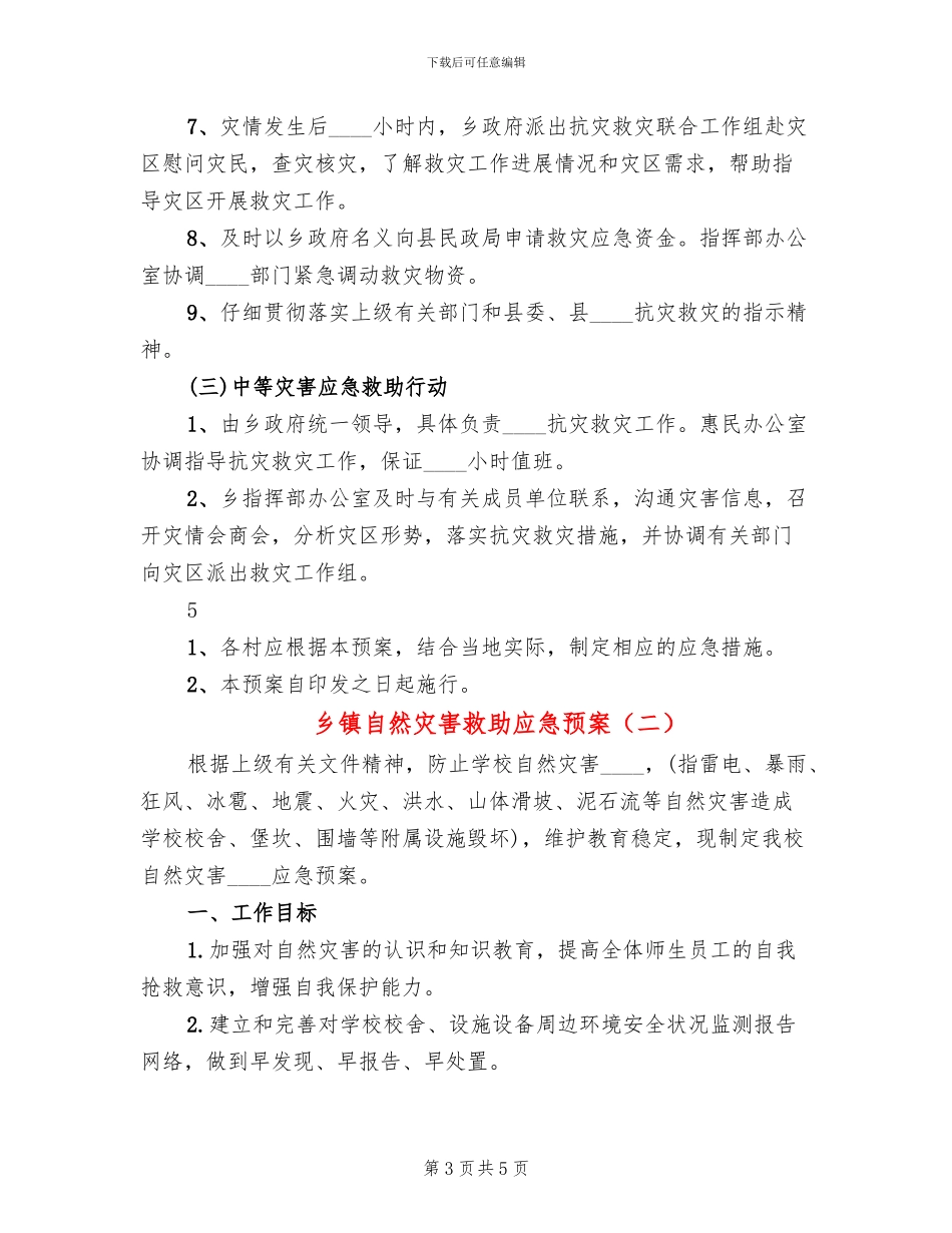 乡镇自然灾害救助应急预案_第3页