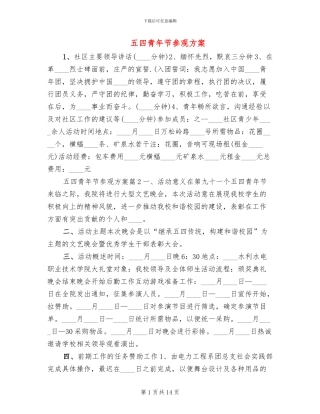 五四青年节参观方案