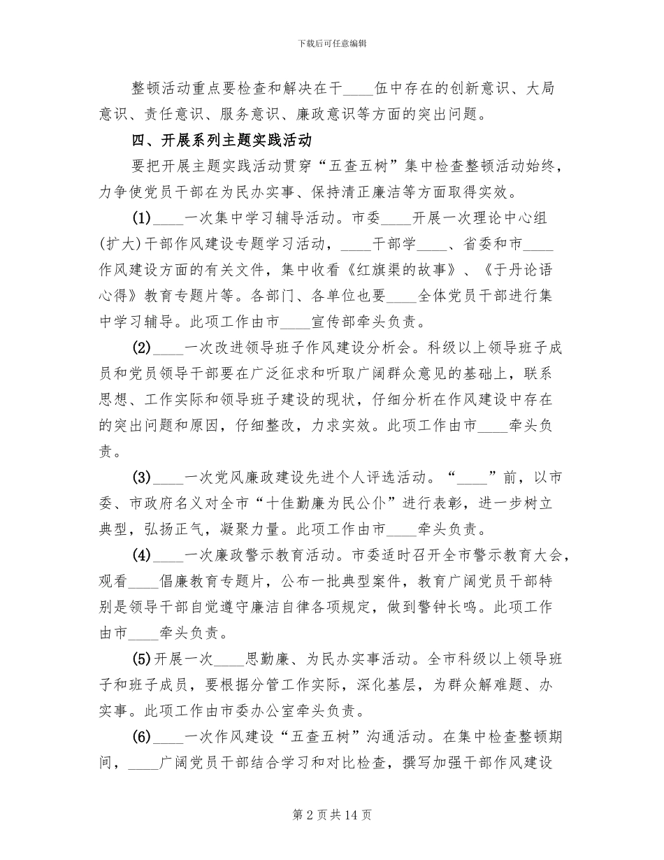 五查五树检查整顿活动实施方案范文_第2页