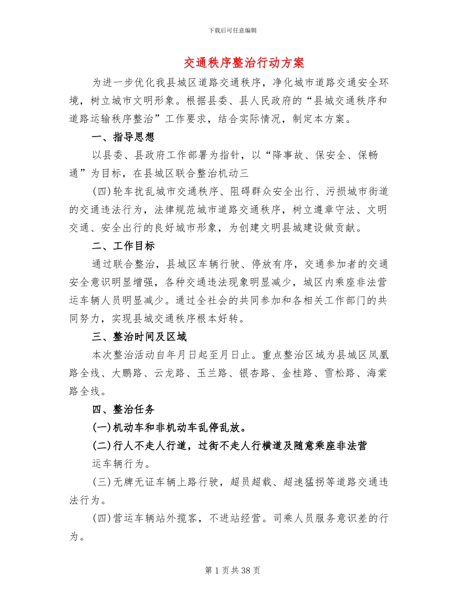 交通秩序整治行动方案_第1页