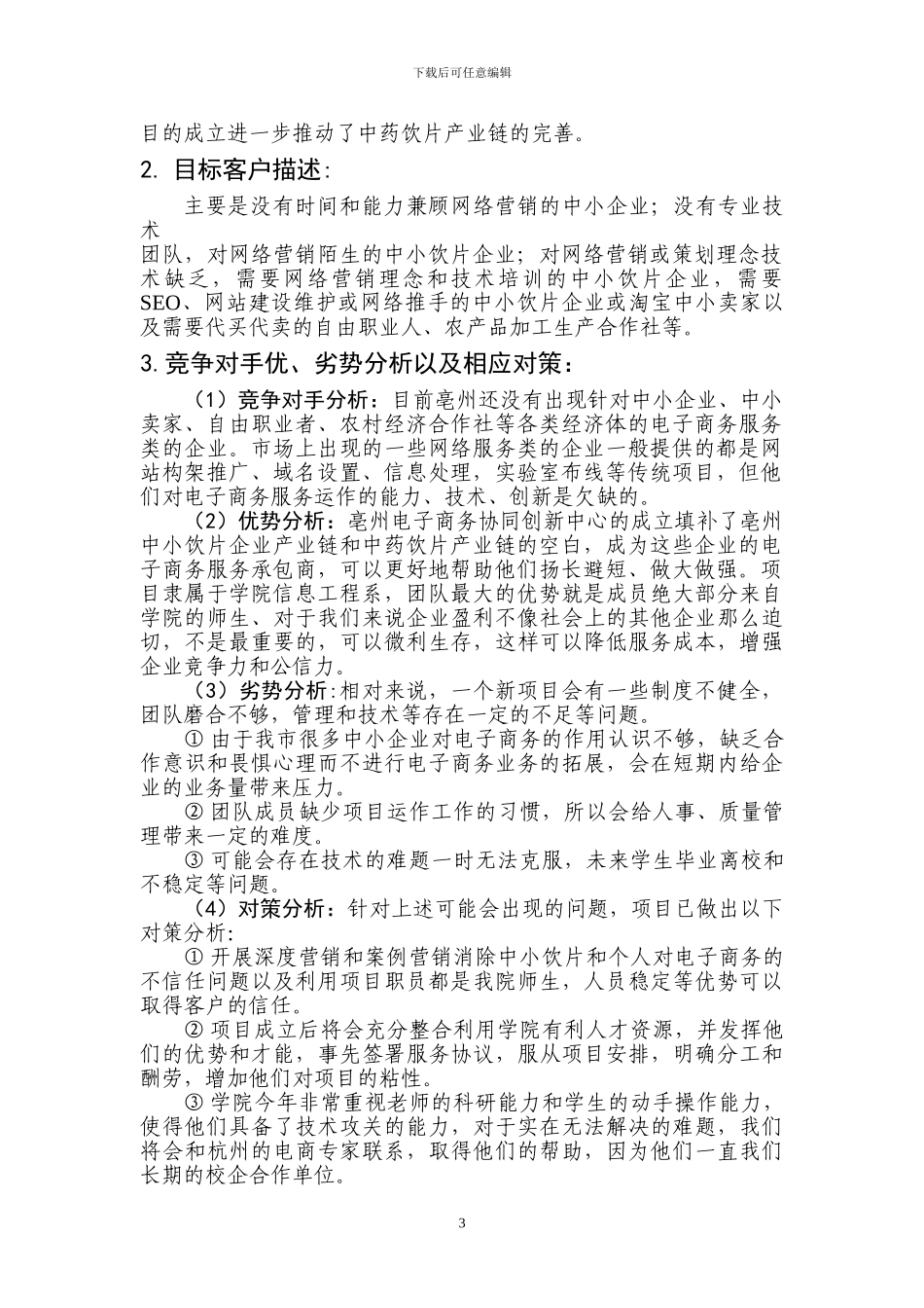 亳州市电子商务协调创新中心计划书_第3页