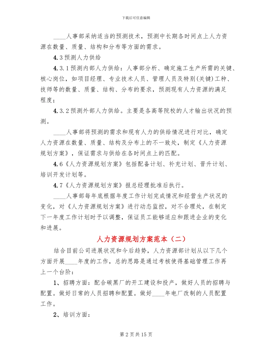 人力资源规划方案范本(4篇)_第2页