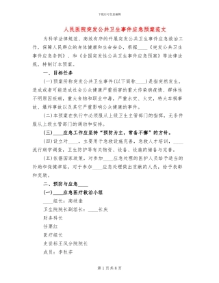 人民医院突发公共卫生事件应急预案范文(2篇)