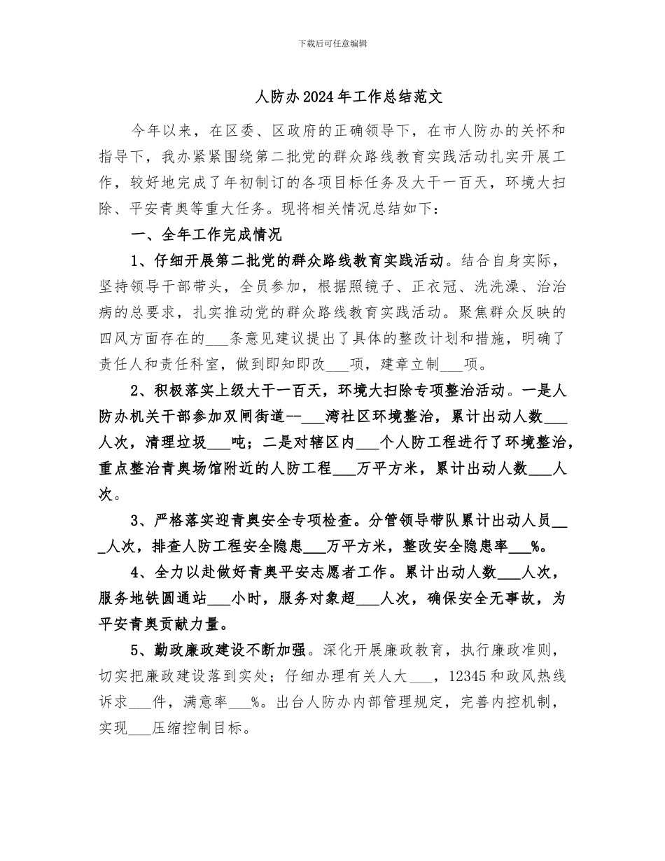 人防办2024年工作总结范文_第1页