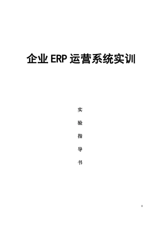 企业ERP运营流程实训实验指导书