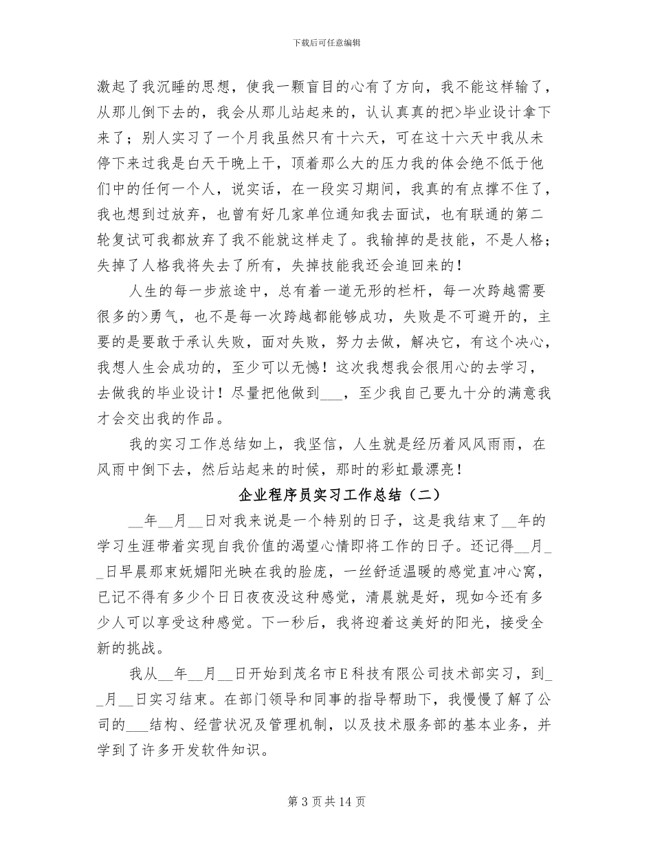 企业程序员实习工作总结2024年_第3页