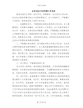 企划2024年试用期工作总结