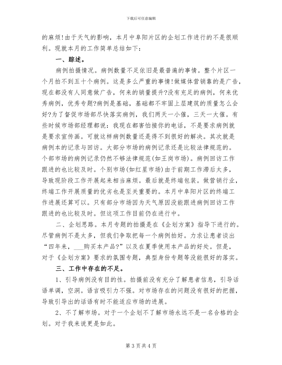 企划部2024年月度工作总结_第3页