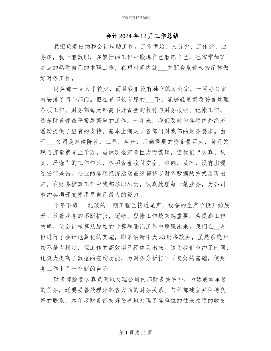 会计2024年12月工作总结_第1页