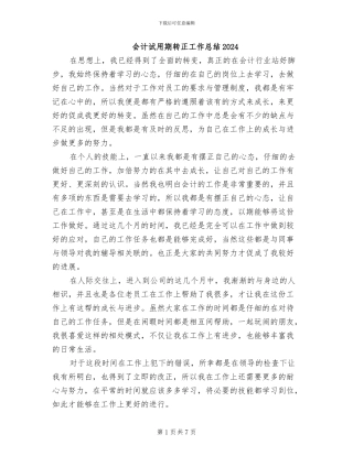 会计试用期转正工作总结2024