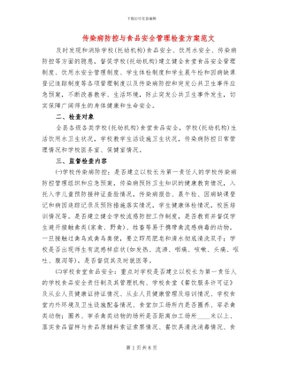 传染病防控与食品安全管理检查方案范文
