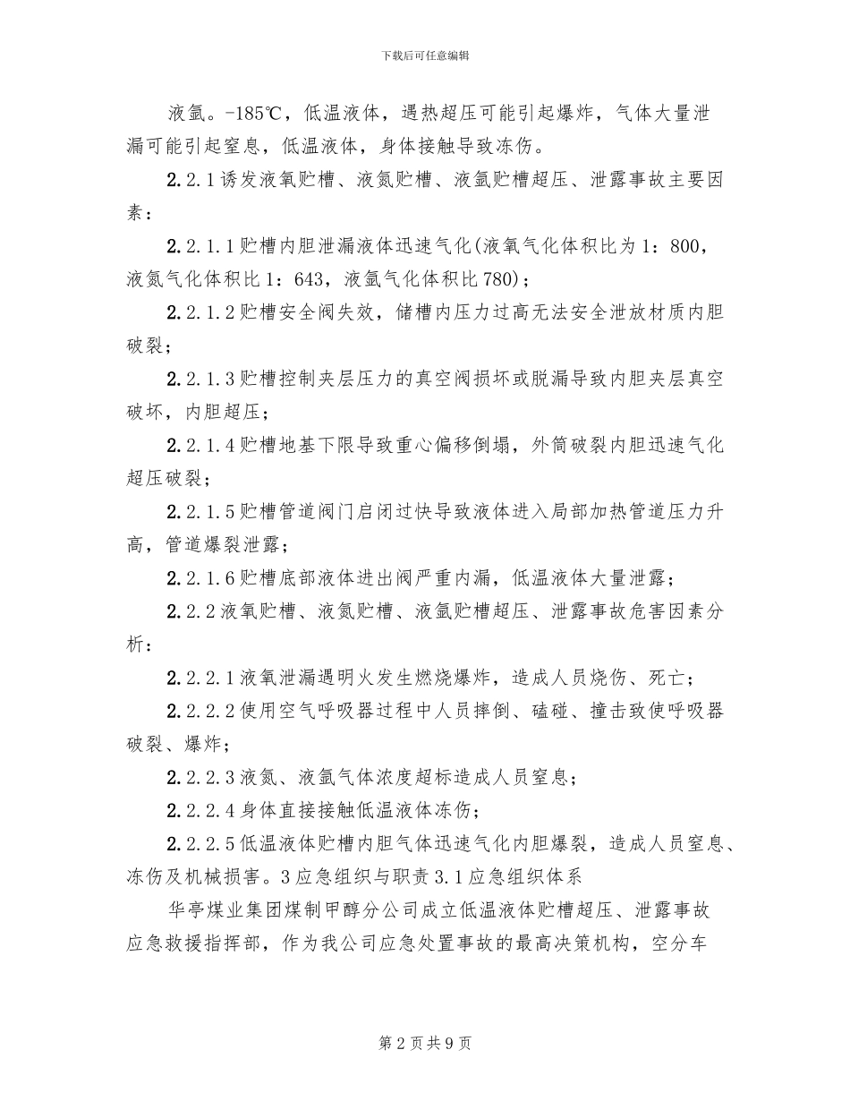 低温液体贮槽超压事故应急救援预案(2篇)_第2页