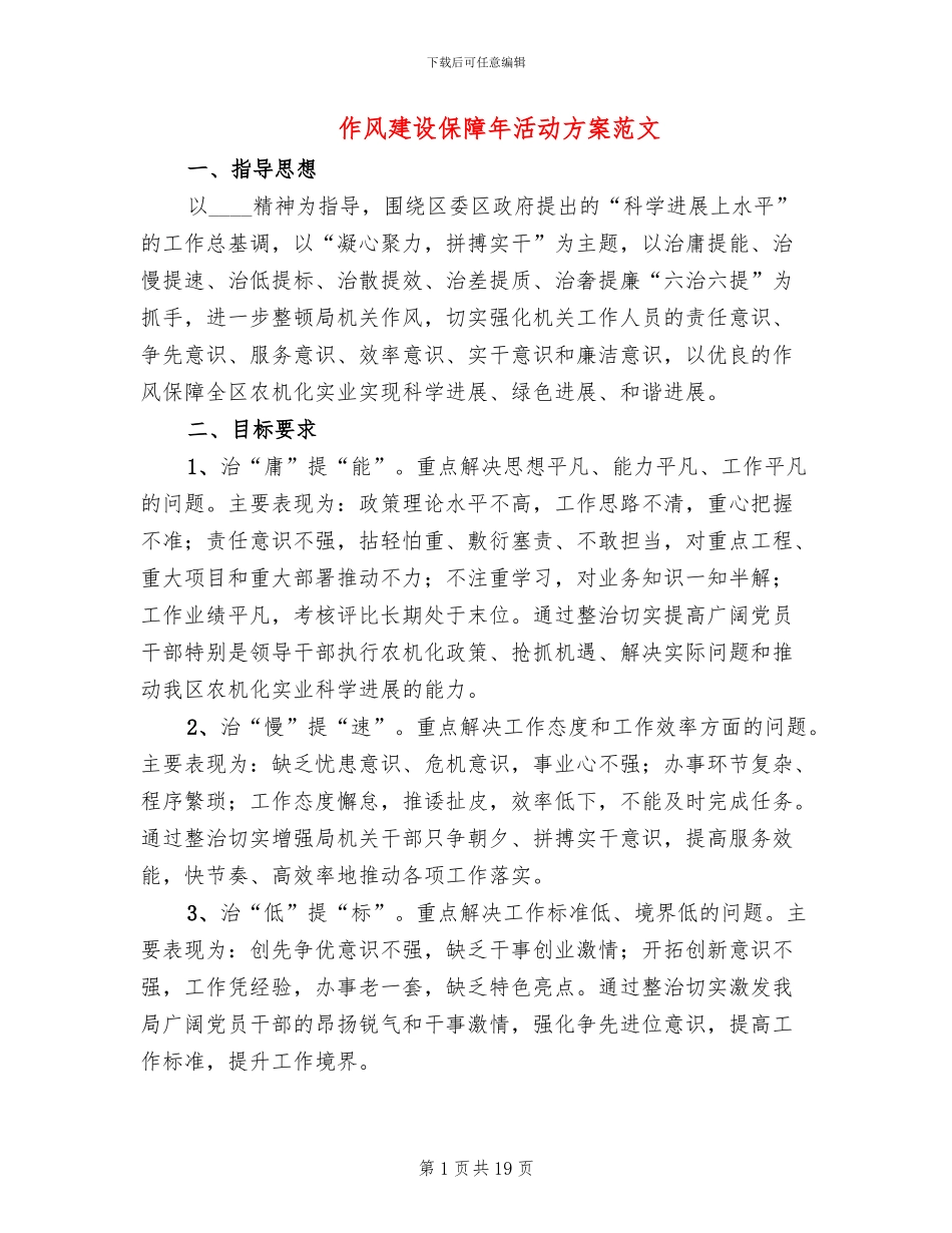 作风建设保障年活动方案范文_第1页