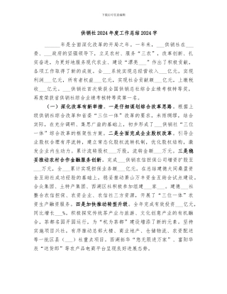 供销社2024年度工作总结2024字