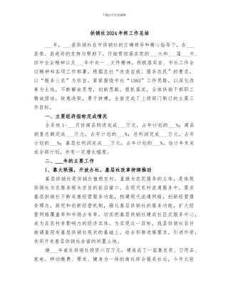供销社2024年终工作总结