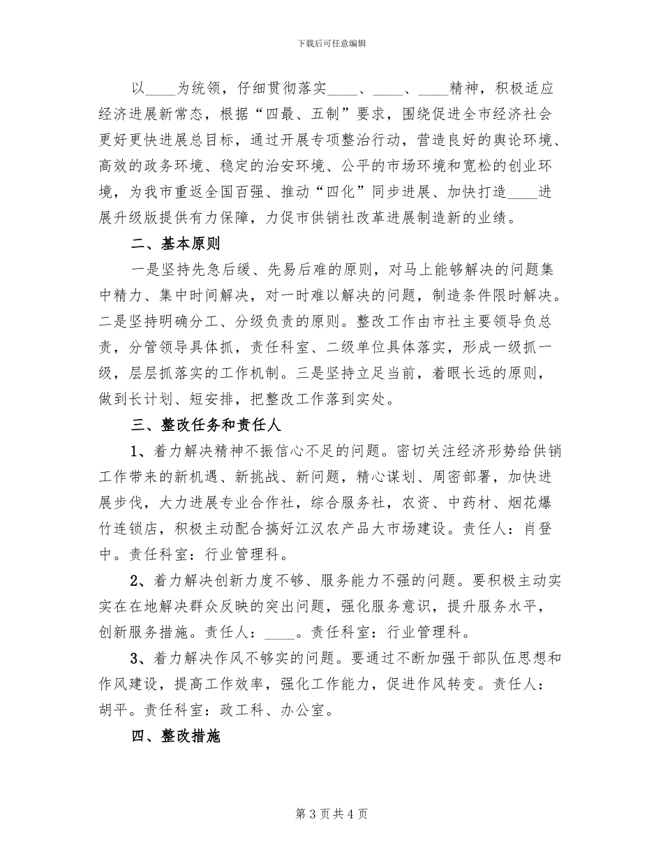 供销社“百日整治”活动整改方案范文_第3页
